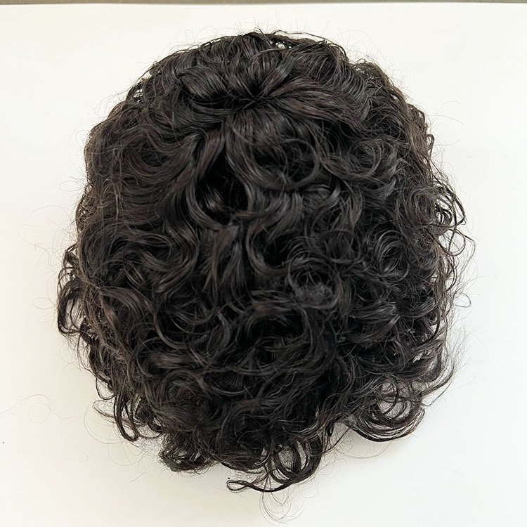 Wholesale Natural Black Short Curly Toupee Brazilian Cuticle Aligned Raw Virgin Hair Men Toupee