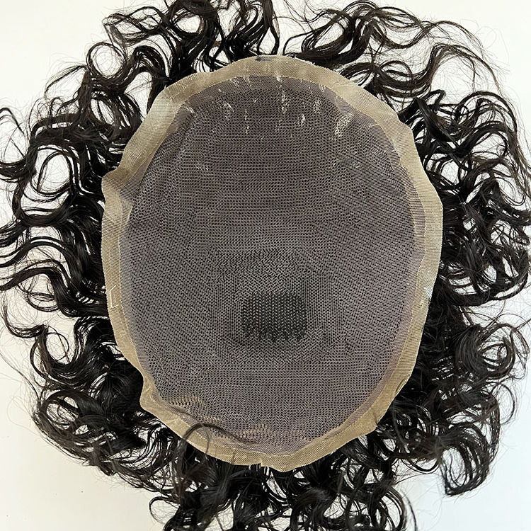 Wholesale Natural Black Short Curly Toupee Brazilian Cuticle Aligned Raw Virgin Hair Men Toupee