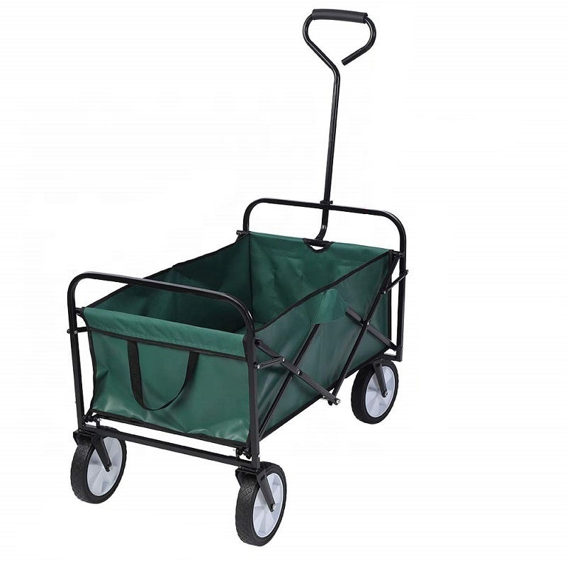 Outdoor wagon folding tool cart with 4 wheels beach cart green