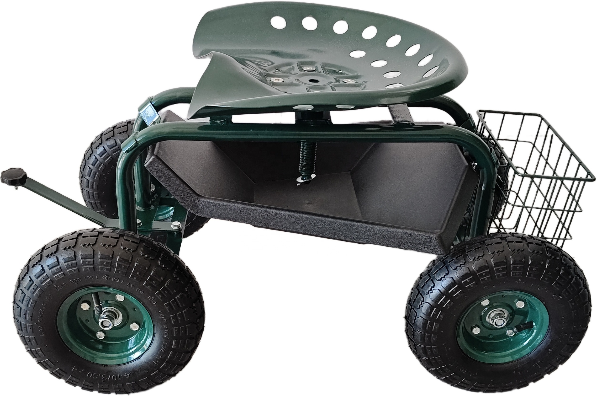 Rolling Garden Cart with Work Seat And Steering Handle Versatile Mobile Cart Rolling Garden Seat