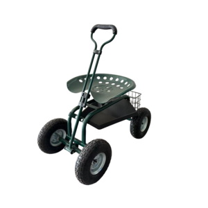 Rolling Garden Cart With Toolbox Steering Handle Four-Wheel Rolling Garden Work Seat Cart Wagon Scooter