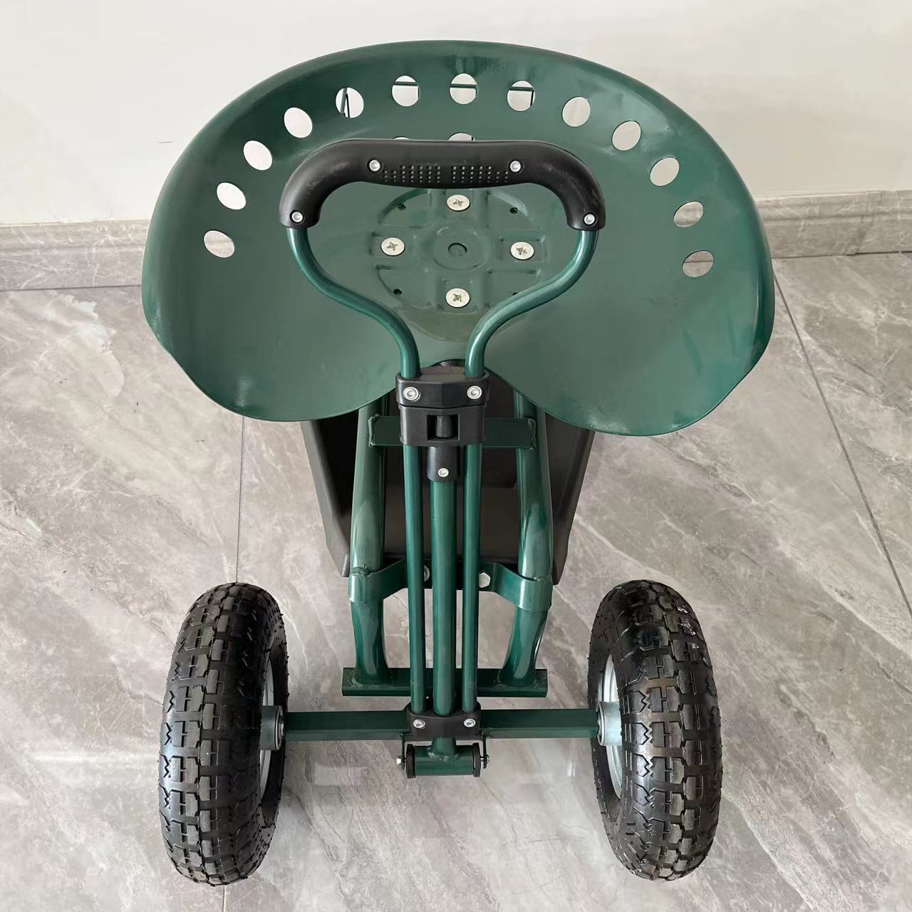 Rolling Garden Cart With Toolbox Steering Handle Four-Wheel Rolling Garden Work Seat Cart Wagon Scooter