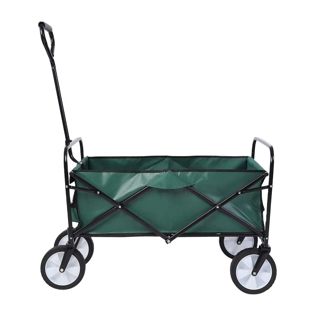 Outdoor wagon folding tool cart with 4 wheels beach cart green