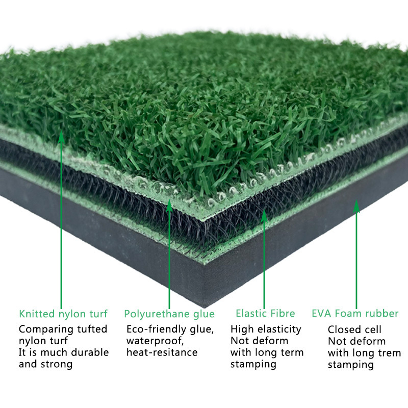 Eco-friendly glue waterproof 3D mini outdoor and indoor golf standing and hitting practice mats