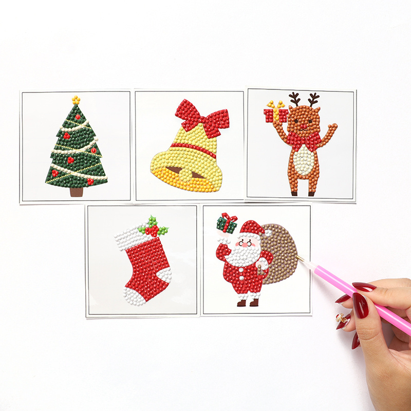 Wholesale Christmas Gift Child Cartoon Santa Claus And Snowman Diamond Mosaic Sticker Mobile Phone Stickers