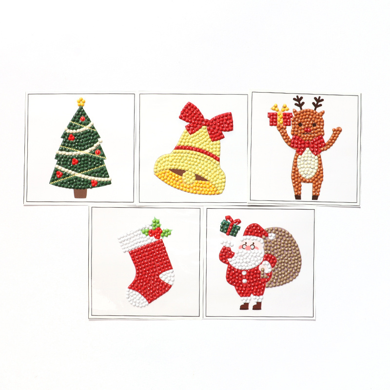 Christmas 5D Diamond art painting Cartoon Art Stickers Kits DIY Arts and Crafts Toys Sticker Set Gift for Kids Girls Adults