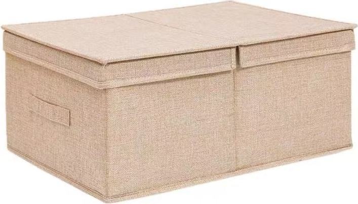 Beige covered wardrobe storage box, clothing organizer, household drawer cabinet storage box