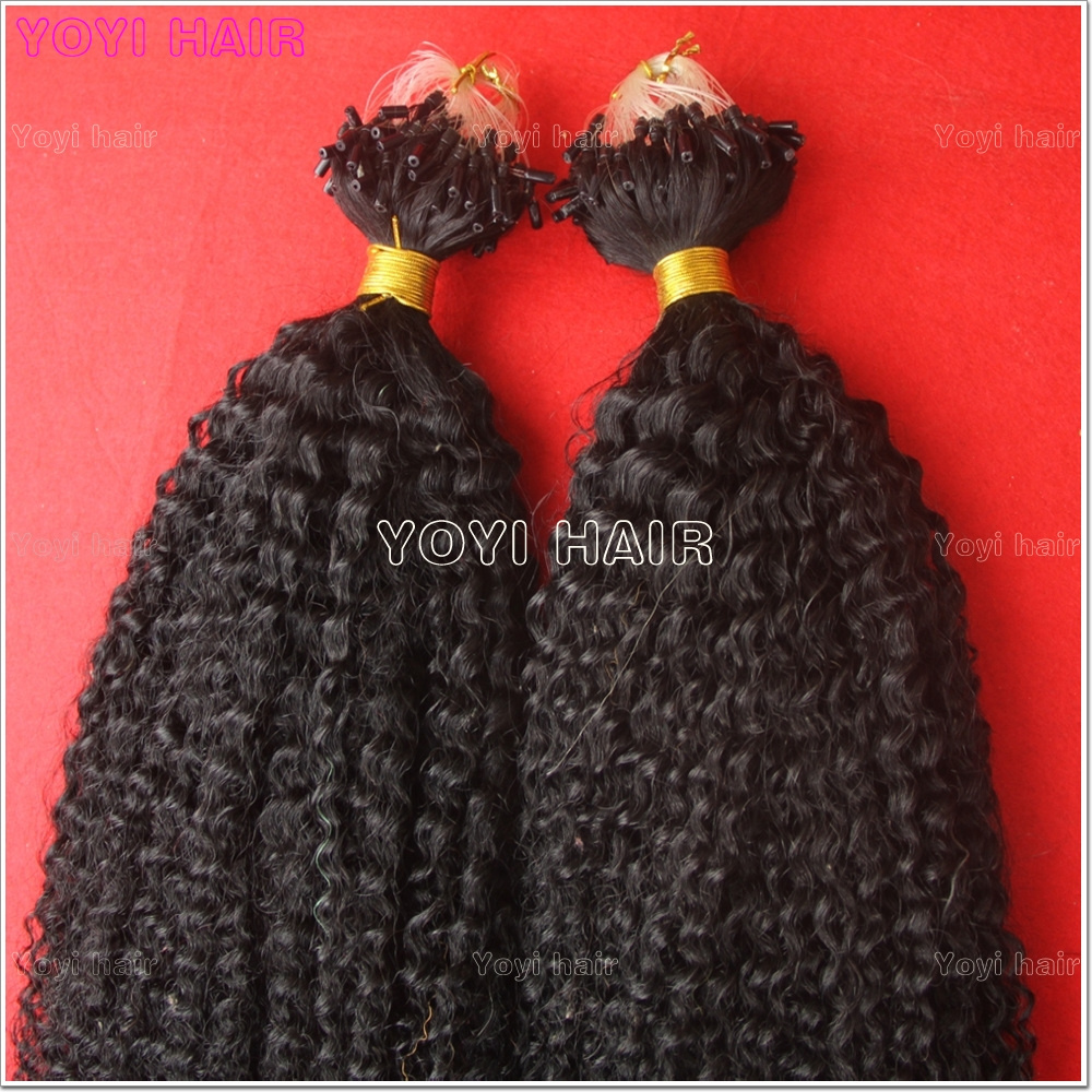 Hot kinky curly micro ring hair extensions , Cheap afro kinky curly micro loop hair extension,wholesale micro link hair