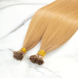 Factory Double Drawn Virgin Hair Keratin Pre Bonded I Tip Ice Platinum Blonde Custom Human Hair Extensions Packaging Safe Glue