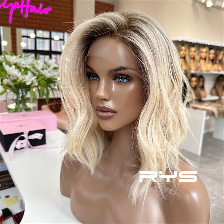 Luxury Cut Short Human Hair Wigs For White Women With Highlights Blonde Bob Cuticle Aligned European Hair Wig