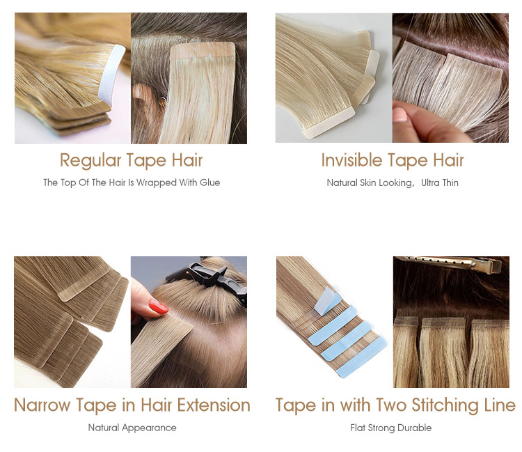 New Invisible Tape in Hair Extensions Human Seamless Hand Tied Pu Skin Weft Injected Tape In Hair Extensions