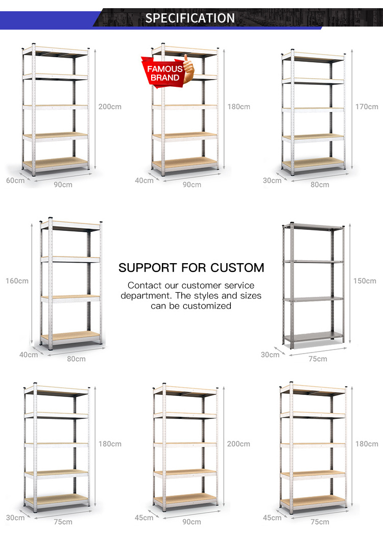 Easy-install Adjustable 5 Layers Metal Storage Shelf Rack