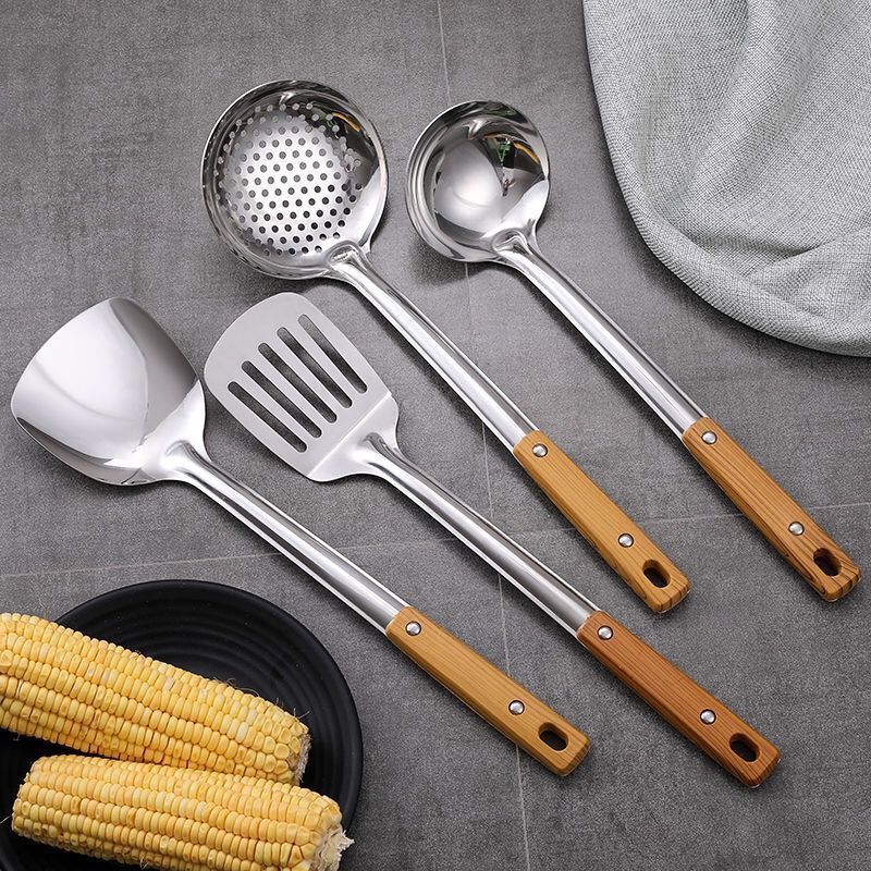 Household stainless steel cooking spoon Spatula kitchen items Thickened soup spoon slotted spoon cooking utensils