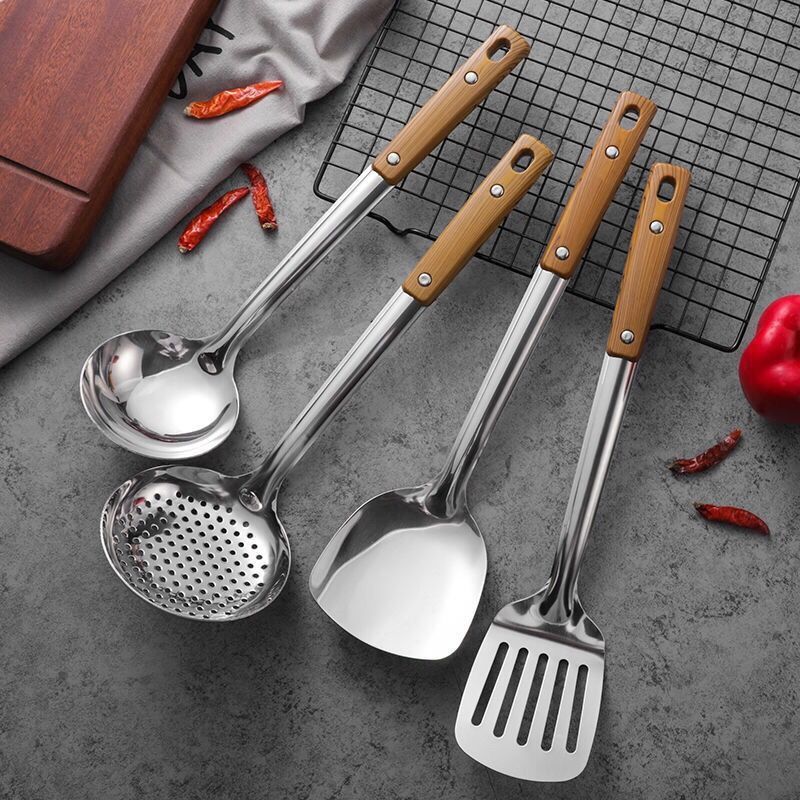 Household stainless steel cooking spoon Spatula kitchen items Thickened soup spoon slotted spoon cooking utensils