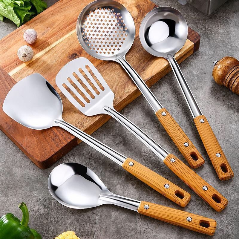 Household stainless steel cooking spoon Spatula kitchen items Thickened soup spoon slotted spoon cooking utensils