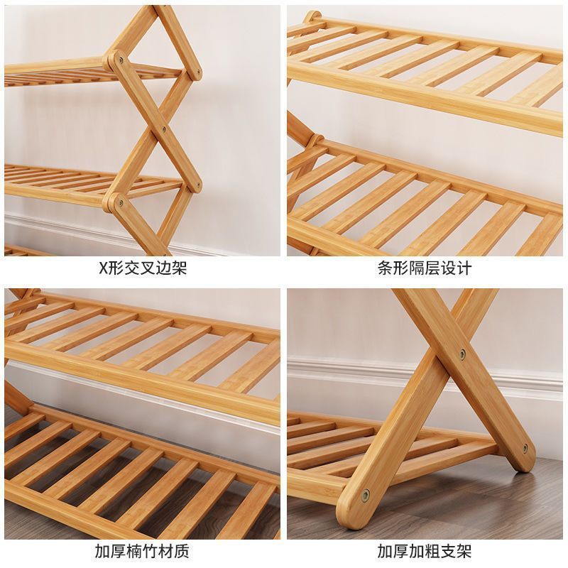 shoebox storage shoe rack foldable bamboo shoes storage arrangement household free installation shoe rack