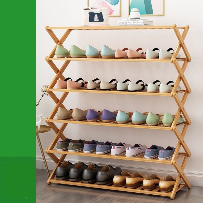 shoebox storage shoe rack foldable bamboo shoes storage arrangement household free installation shoe rack