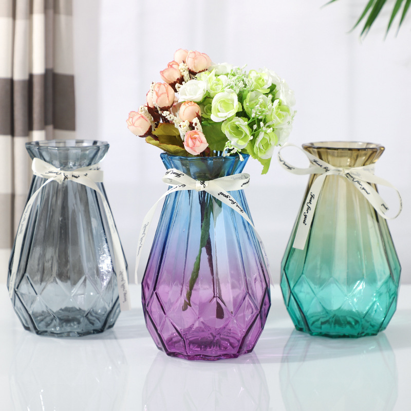 Manufacturers wholesale Nordic hydroponic glass vase color dry vase desktop small fresh home living room decoration