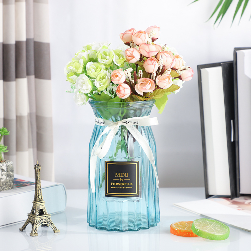 Manufacturers wholesale Nordic hydroponic glass vase color dry vase desktop small fresh home living room decoration