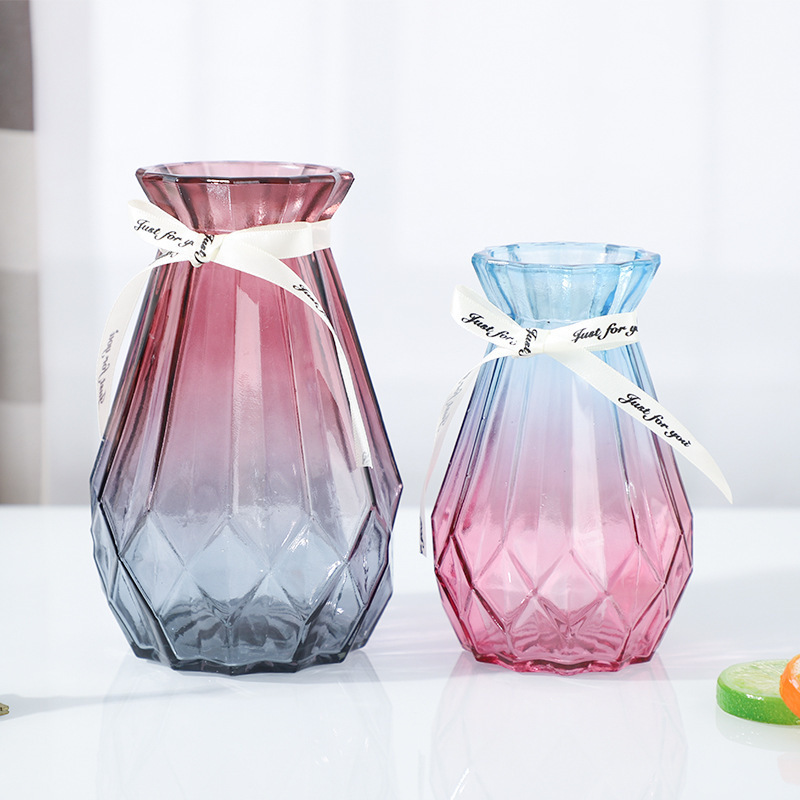 Manufacturers wholesale Nordic hydroponic glass vase color dry vase desktop small fresh home living room decoration