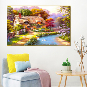 cross stitch needlework printed colorful village scenery diy cross stitch kits