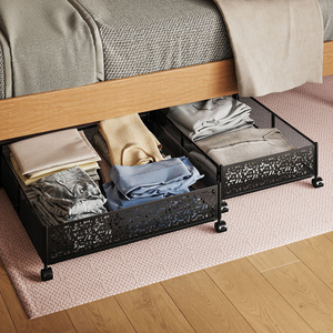 Modern foldable bed bottom storage rack under sofa iron wheel storage box under bed storage drawer type