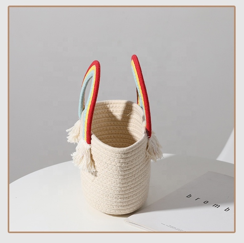 2022 Yujunbao INS Lovely cloud handbag new handmade cotton woven bag beach holiday bag Joker cotton bag