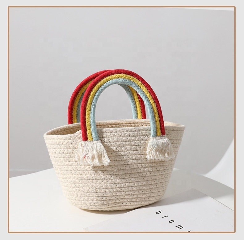 2022 Yujunbao INS Lovely cloud handbag new handmade cotton woven bag beach holiday bag Joker cotton bag