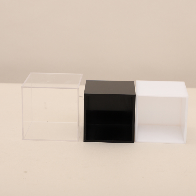 Food Display Stand Nesting White Round Buffet Display Cubes Acrylic Food Display Risers Cubes 5 Sides Boxes