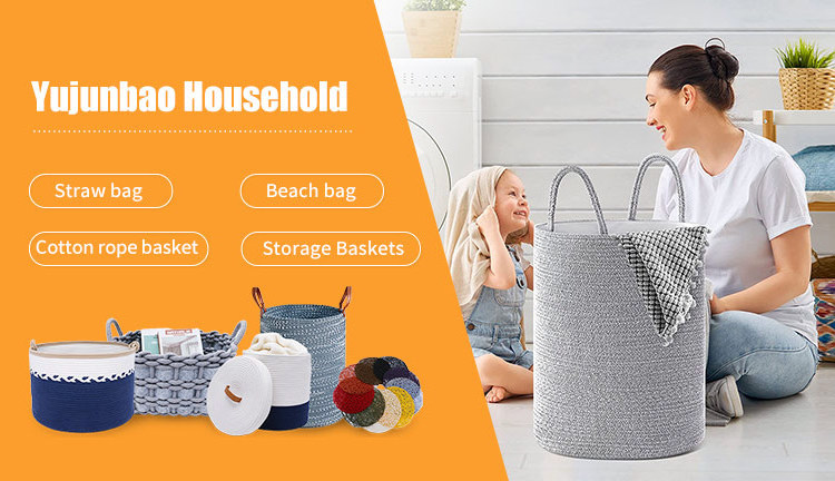 Yujunbao Woven Cotton Rope Storage Basket Table Organizer for Closet Towels Baby Nursery Bin Small Dog Cat Toy Box Gift Baskets