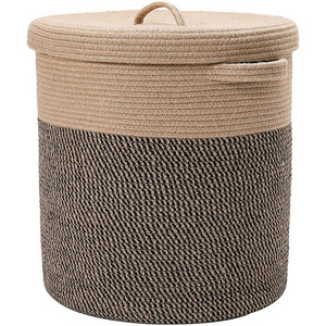 Large Cotton Rope Woven Laundry Basket Decorative Basket For Blankets Clothes Toys Pillows Towels Baby Nursery Basket With Lid