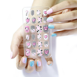 24 pieces a box Cute kids acrylic press on nails With Glue wholesale Ready To Wear Nails