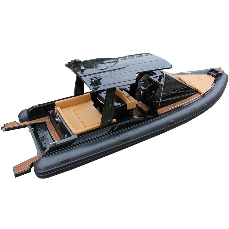 CE Semi rigid Luxury RIB 960 Boat Hypalon Inflatable fiberglass hull yacht RIB Boat Fishing RIB Boat with outboard motor