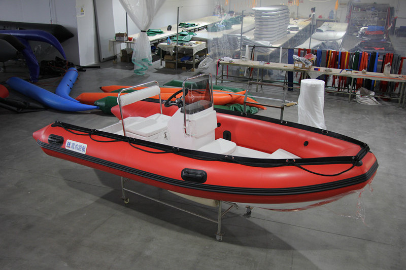 4.3m inflatable rib boat with console steering and seat for 7 persons rib 430 semi-rigid fiberglass hull PVC fishing boat