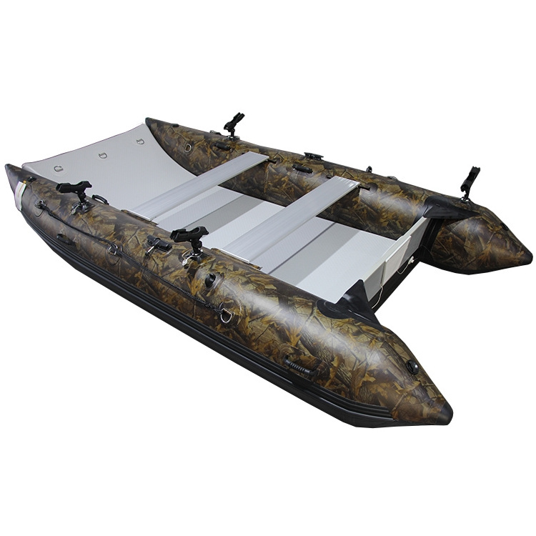 Hot Sale High Speed 13ft PVC Inflatable Fishing Boat Catamaran Boat Thundercat Boat with pontoon tube