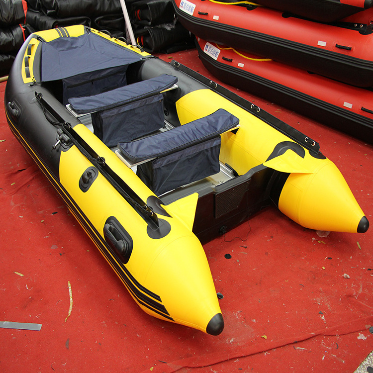 High Speed 360cm Folding PVC Inflatable Boat Rescue Boat Rubber Rowing Boats with aluminium floor for sale