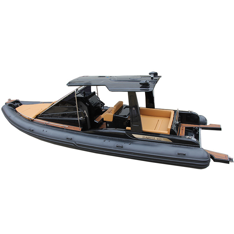 CE Semi rigid Luxury RIB 960 Boat Hypalon Inflatable fiberglass hull yacht RIB Boat Fishing RIB Boat with outboard motor