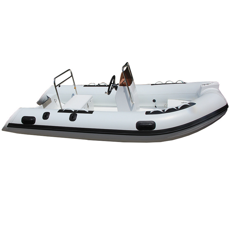 Electric Fiberglass Hul 13ft RIB Boat Hypalon Center Console Pontoon Boat Inflatable Fishing RIB 390 Boat with outboard motor