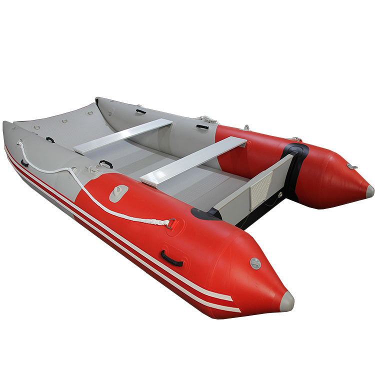 Hot Sale High Speed 13ft PVC Inflatable Fishing Boat Catamaran Boat Thundercat Boat with pontoon tube