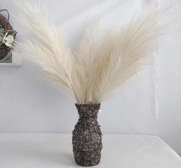 Artificial Pampas Grass Large Tall Fluffy Faux Bulrush Reed Grass for Vase Filler Home Living Room Kitchen Wedding Office