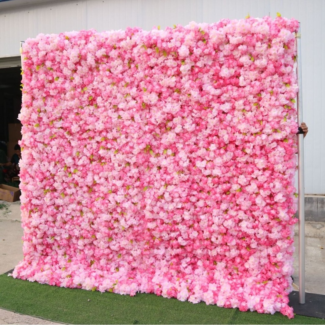 Artificial Pink Cherry Blossom Backdrop Simulated Flower Wall for Wedding Decorations or Home Use Rose Props