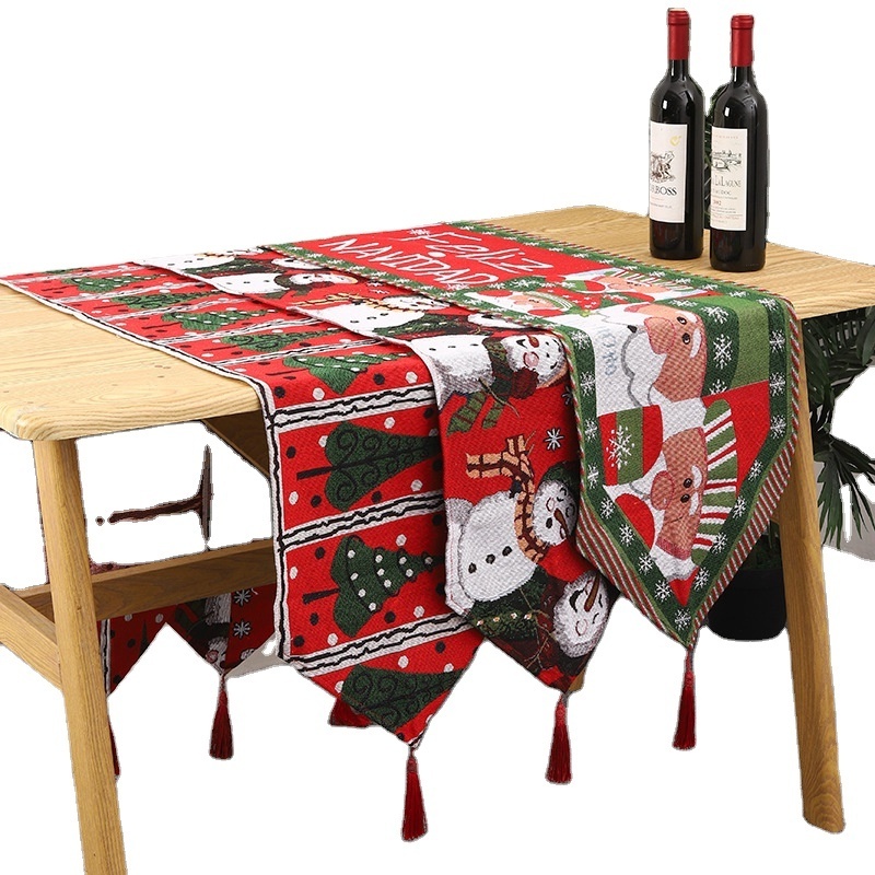 2023 New Creative Christmas Decorations Knitted Cloth Table Runner Christmas Tablecloth