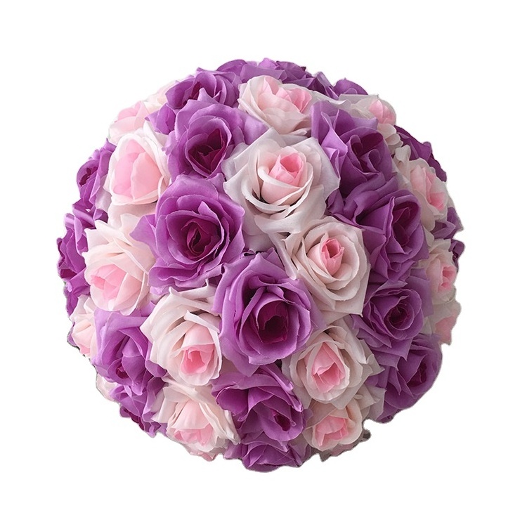 Wholesale Artificial Flower Kissing Ball Silk Rose Ball for Mall Ceiling Decor Wedding Flower Ball