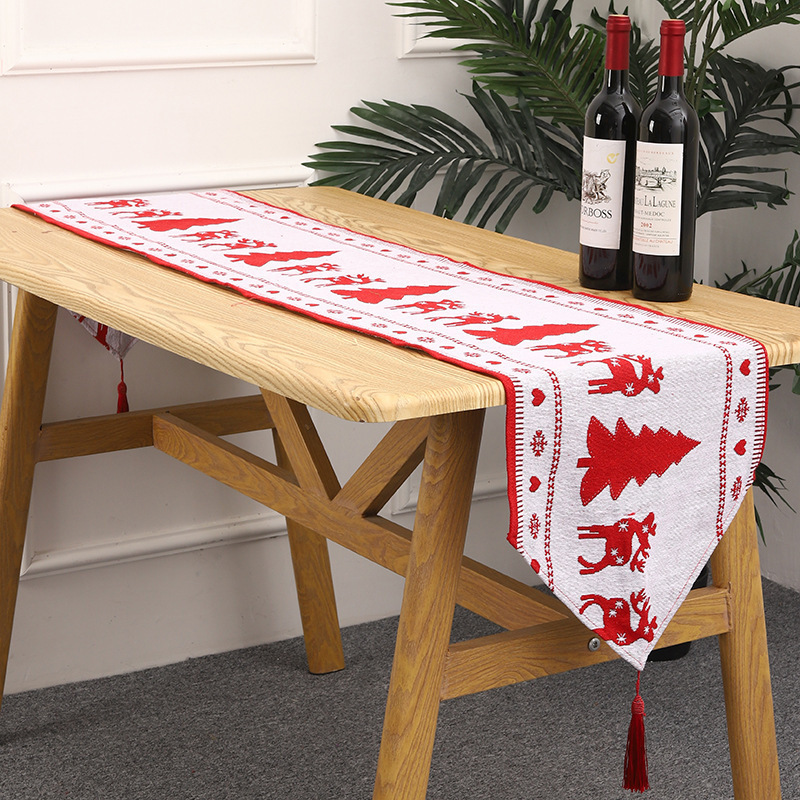 2023 New Creative Christmas Decorations Knitted Cloth Table Runner Christmas Tablecloth