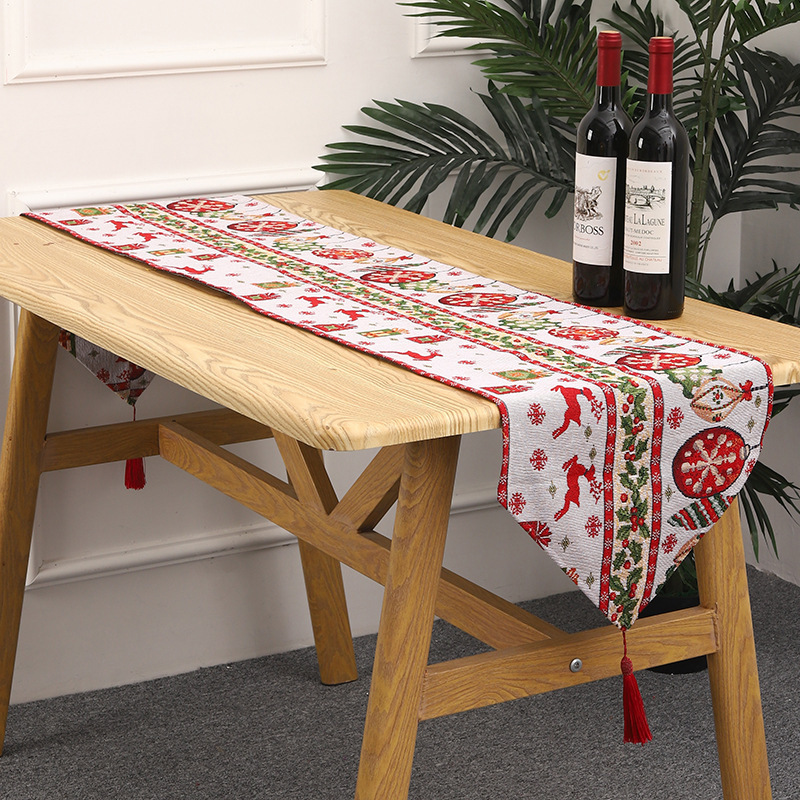 2023 New Creative Christmas Decorations Knitted Cloth Table Runner Christmas Tablecloth