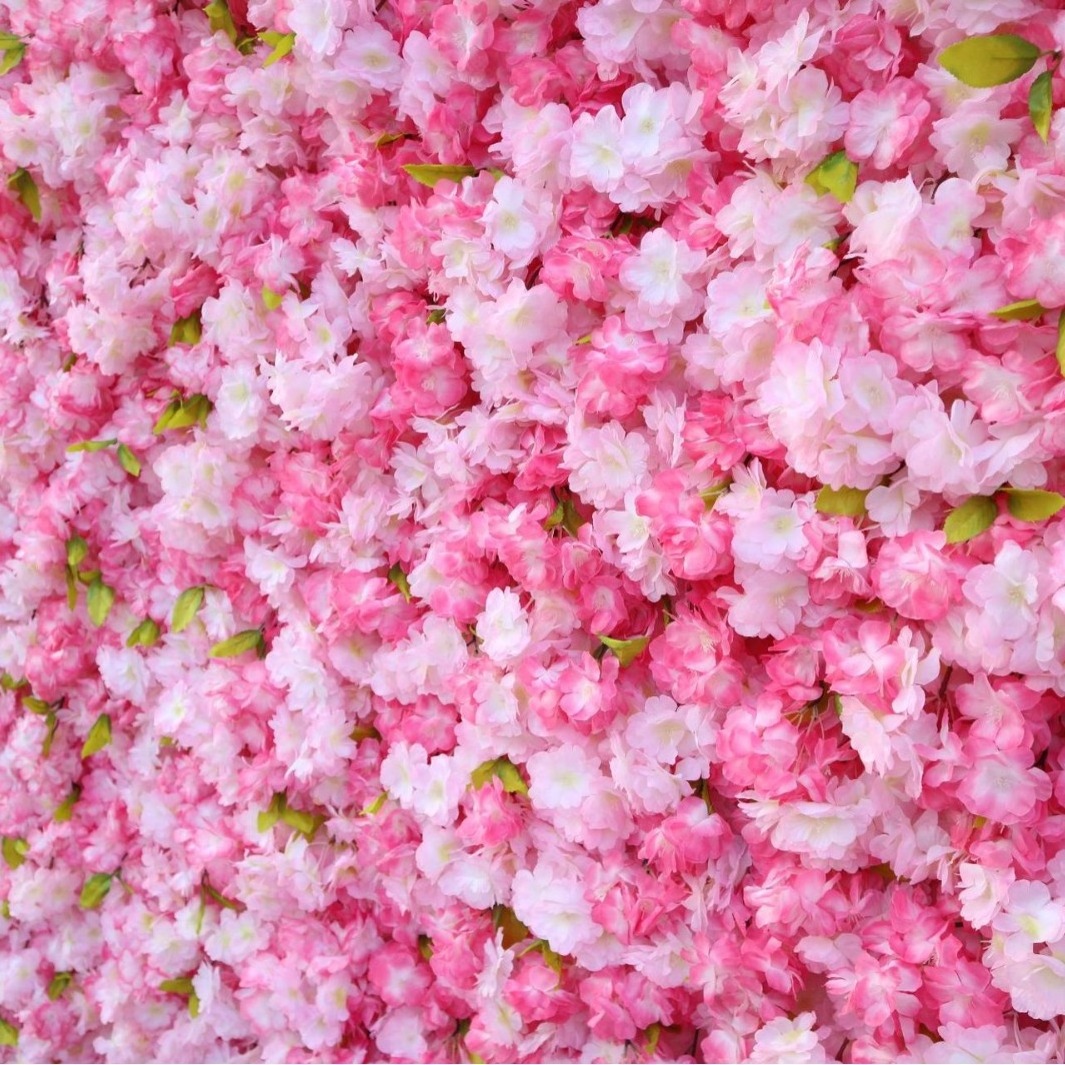 Artificial Pink Cherry Blossom Backdrop Simulated Flower Wall for Wedding Decorations or Home Use Rose Props