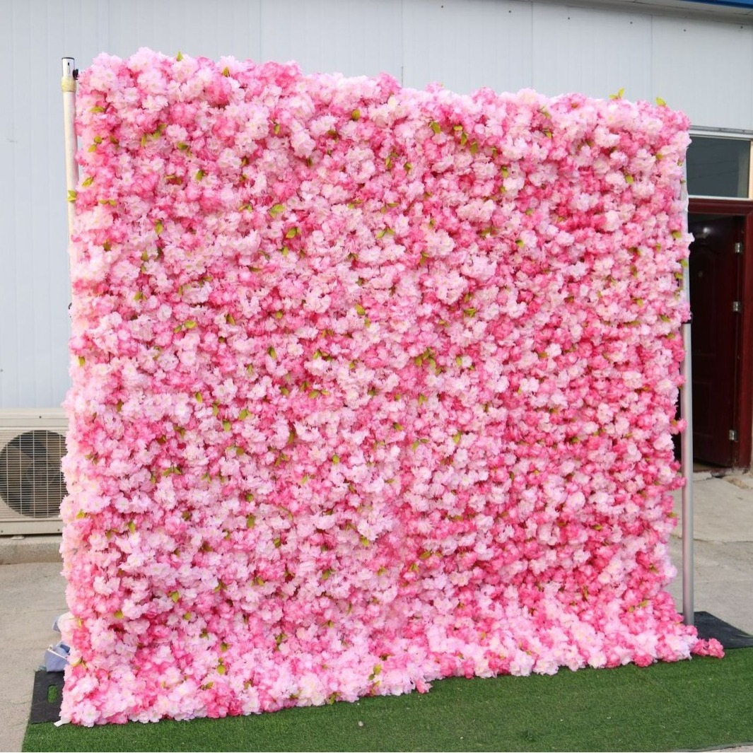 Artificial Pink Cherry Blossom Backdrop Simulated Flower Wall for Wedding Decorations or Home Use Rose Props