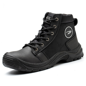 Non slip pu sole waterproof high quality genuine leather breathable Anti-smash steel head work safety boots