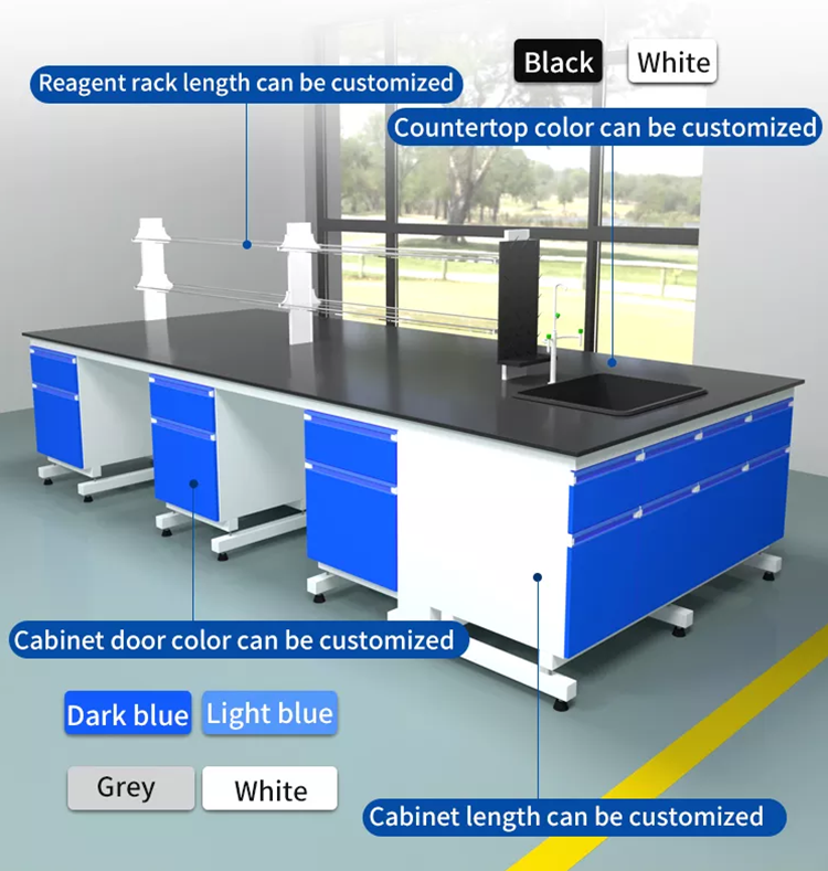 University Lab Work Bench With Sink Working Table For School