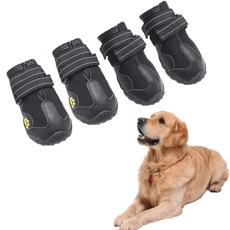 Dog shoes non-slip dog boots waterproof breathable dog shoes with reflective webbing